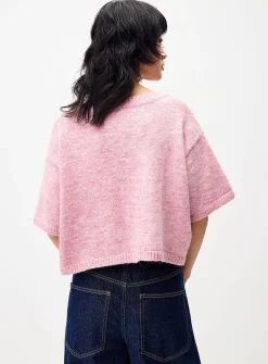 Velvety knit cropped cardigan