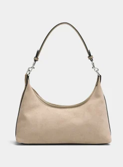 Velvety minimalist shoulder bag
