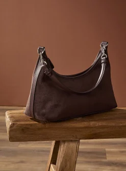 Velvety minimalist shoulder bag