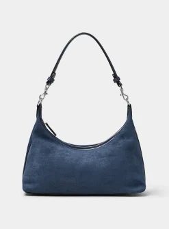 Velvety minimalist shoulder bag