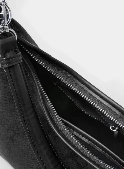 Velvety minimalist shoulder bag