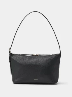 Vera black grained leather shoulder bag