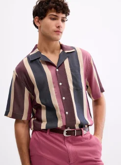 Vertical stripe cabana shirt
