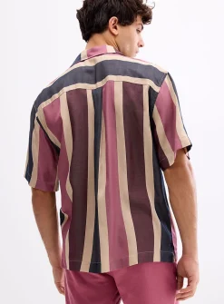 Vertical stripe cabana shirt
