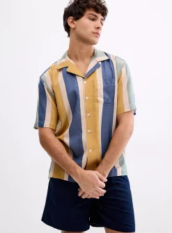 Vertical stripe cabana shirt