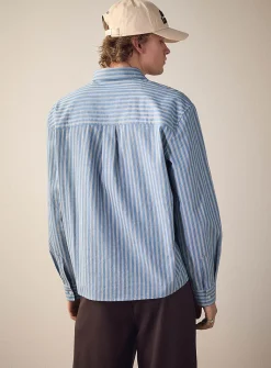 Vertical-stripe boxy shirt