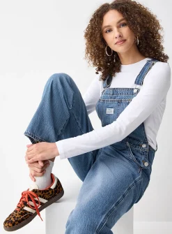 Vintage blue denim overalls