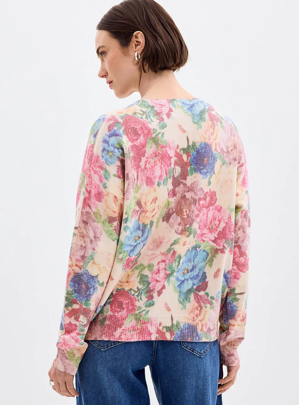 Vintage flowers plush sweater