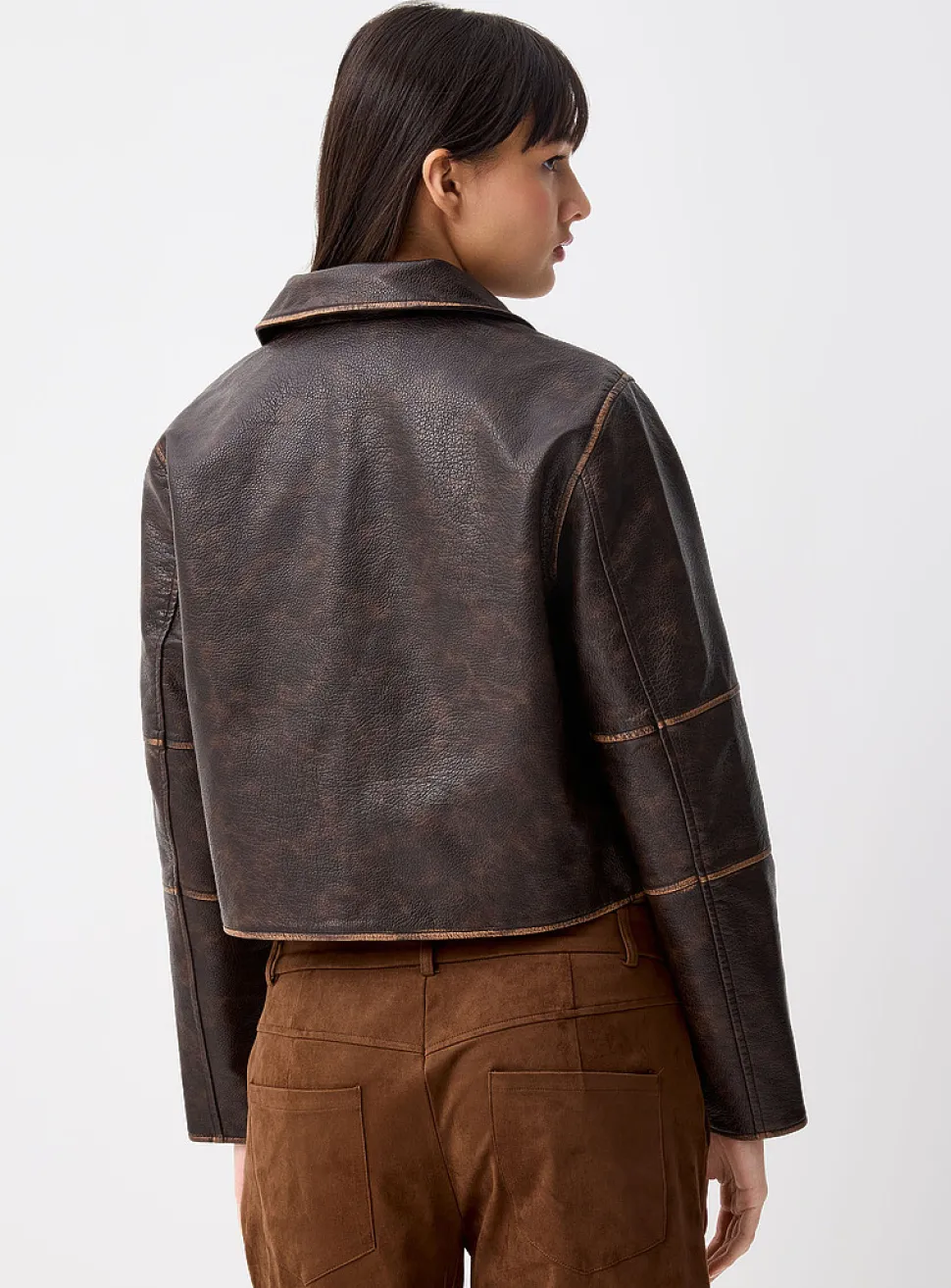 Vintage-style faux-leather coat