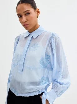 Vira embroidered sky blouse