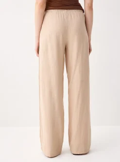 Viscose and linen wide-leg pant