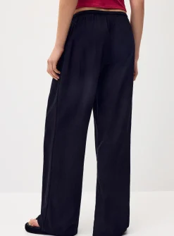 Viscose and linen wide-leg pant