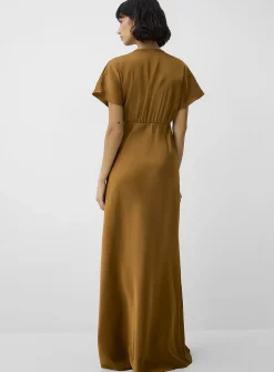 V-neck double-face satin maxi dress