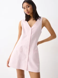 V-neck oxford shirtdress