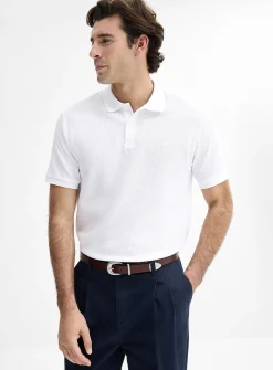Waffle jersey polo
