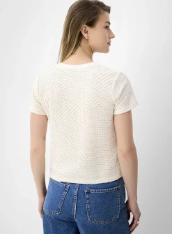 Waffle texture boxy-fit T-shirt