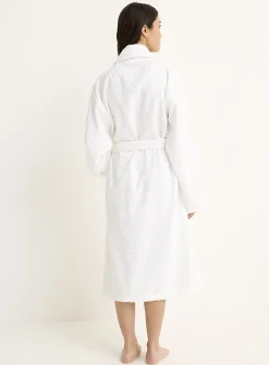 Waffled checkers long bathrobe