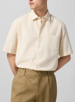 Waffled cotton-linen shirt