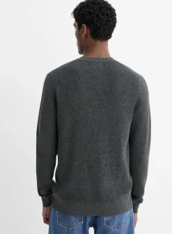 Waffle-knit Henley sweater