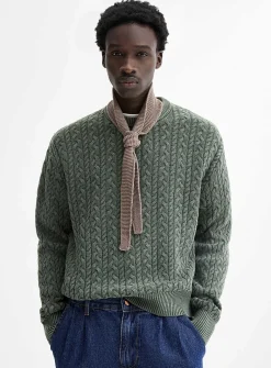 Washed cable-knit sweater