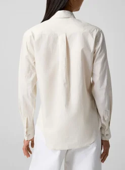 Washed cotton-silk point-collar shirt