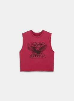 Washed graphic muscle tee