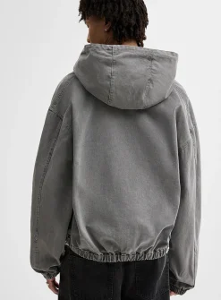 Washed twill hooded jacket