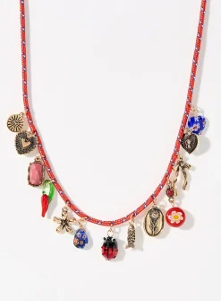 Whimsical charm cord necklace