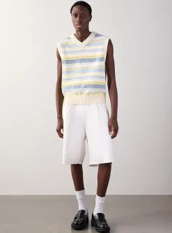 White denim loose Bermudas