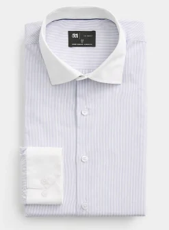 White-collar striped shirt