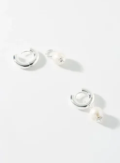 Wide floral pearl hoops