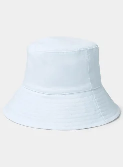 Wide-brim pure linen bucket hat