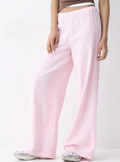 Wide-leg organic cotton gauze pant