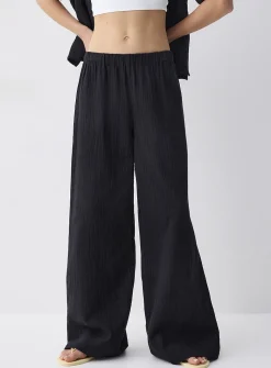 Wide-leg organic cotton gauze pant