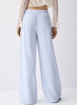 Wide-leg organic cotton gauze pant