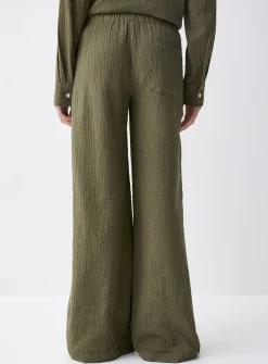 Wide-leg organic cotton gauze pant