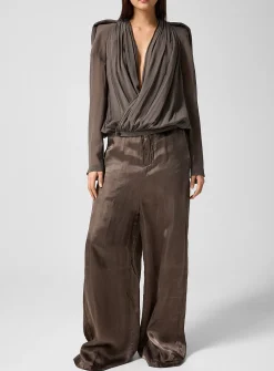 Wide-leg satiny pant