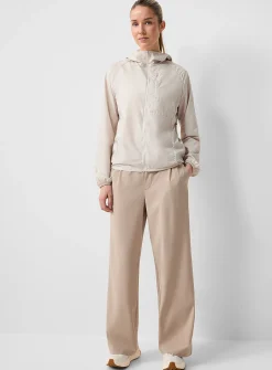 Wide-leg stretch weave pant