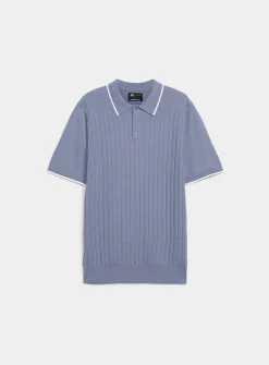 Wide-rib knit polo