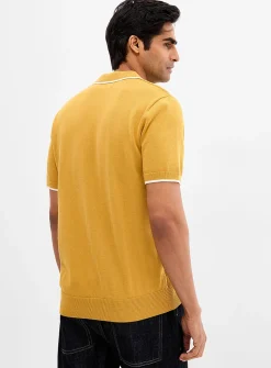 Wide-rib knit polo