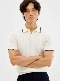 Wide-rib knit polo