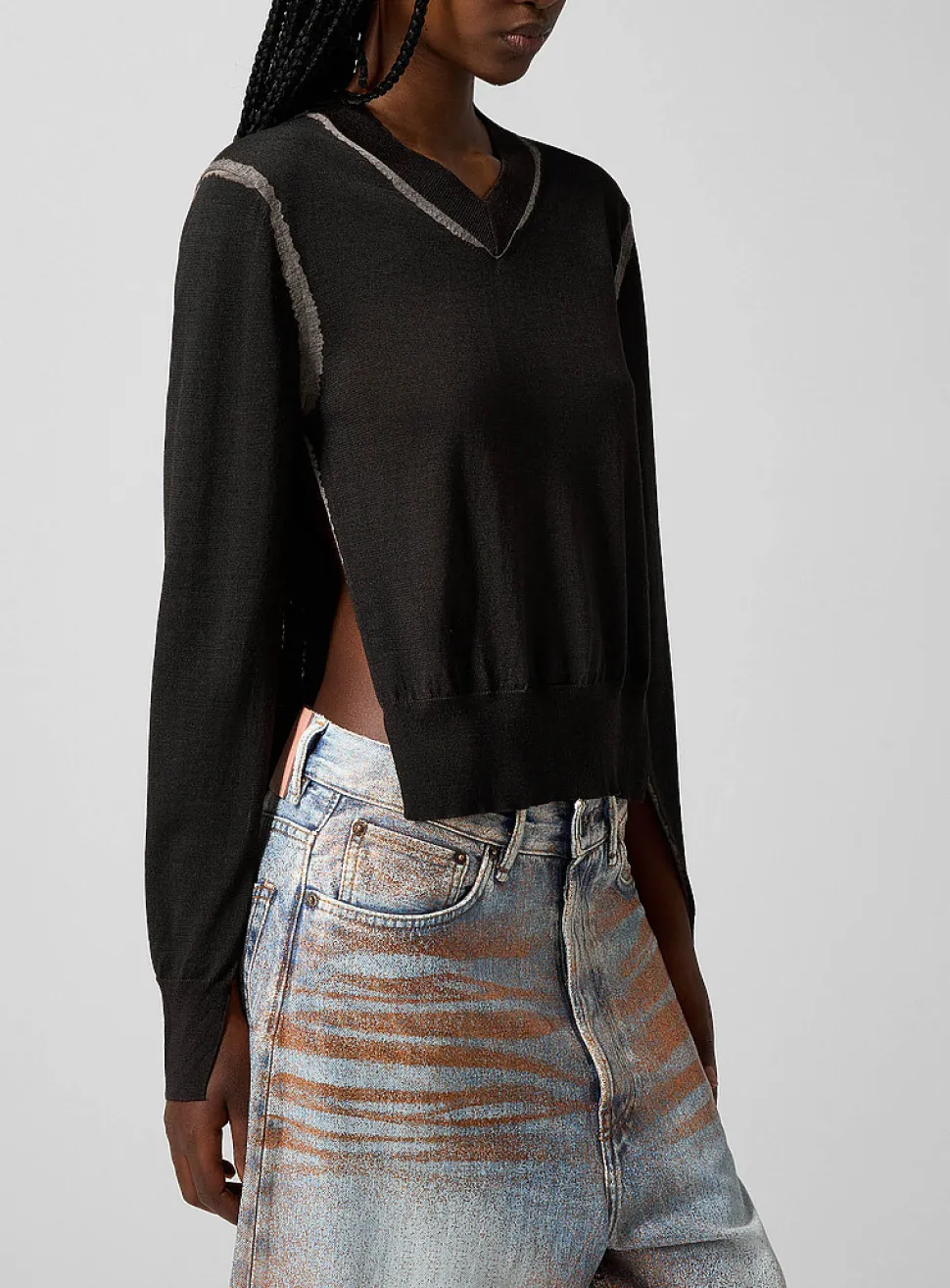 Wool faded-effect sweater