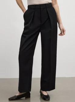Wool-blend piqué pant