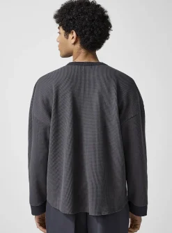 Worn waffled jersey T-shirt