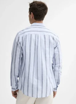 Woven vertical stripe shirt