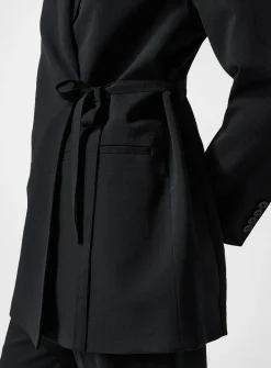Wrap-front wool blazer