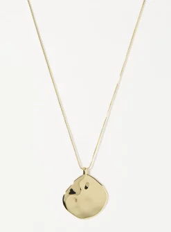 XL hammered medallion long chain
