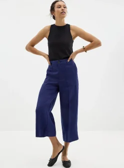 XL pockets pure linen cropped pant