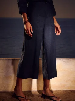 XL pockets pure linen cropped pant