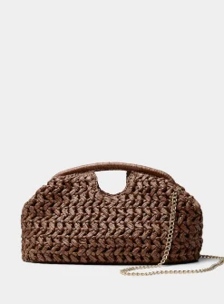 XL woven paper straw clutch